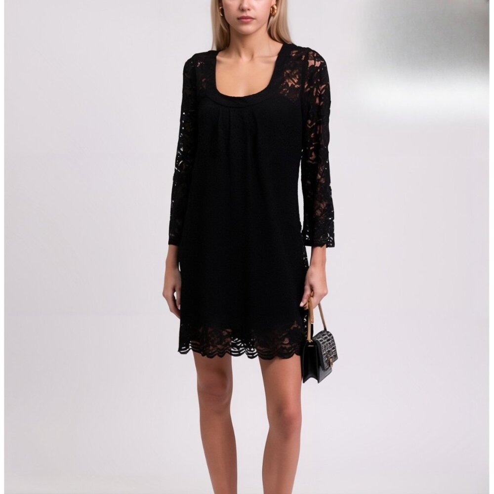 Sz2 Diane von Furstenberg Mini Black Lace Dress – Perfect LBD!
